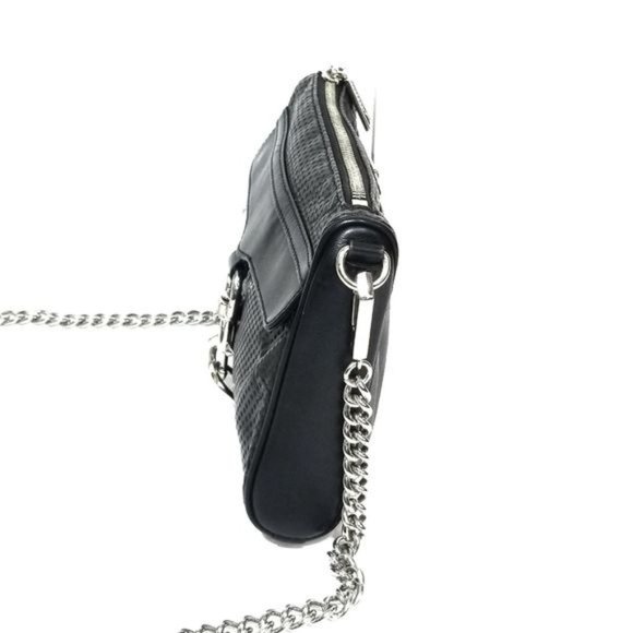 Rebecca Minkoff Mini Mac Perforated Leather Crossbody Bag in Black / Silver - Picture 4 of 13